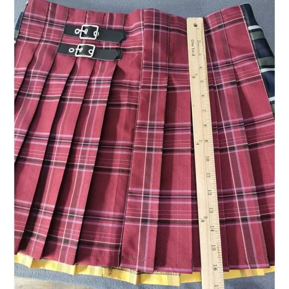 NOBO Multi Color Plaid Pleated Mini Skirt Juniors XL Skater Preppy Clueless y2k - Picture 4 of 7